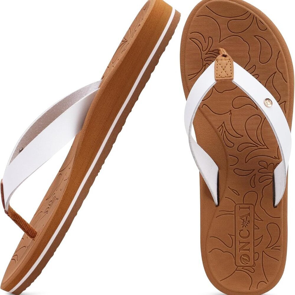 Women's Flip Flops Microfiber Leather 9 Arch Support Yoga Mat Rubber Soles